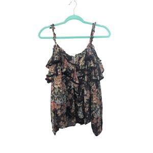 Needle & Thread Floral Ruffle Top – Size 6 (EUC) – Cold Shoulder V-Neck Blouse
